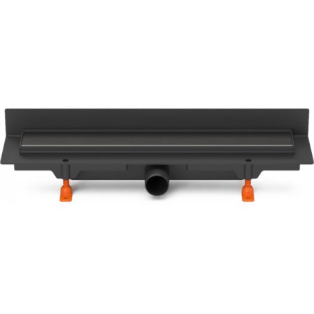 Dušas grīdas montāžai pie sienas lineārais traps Melnā krāsā ar sāna izeju D40, CH 650 KC 2